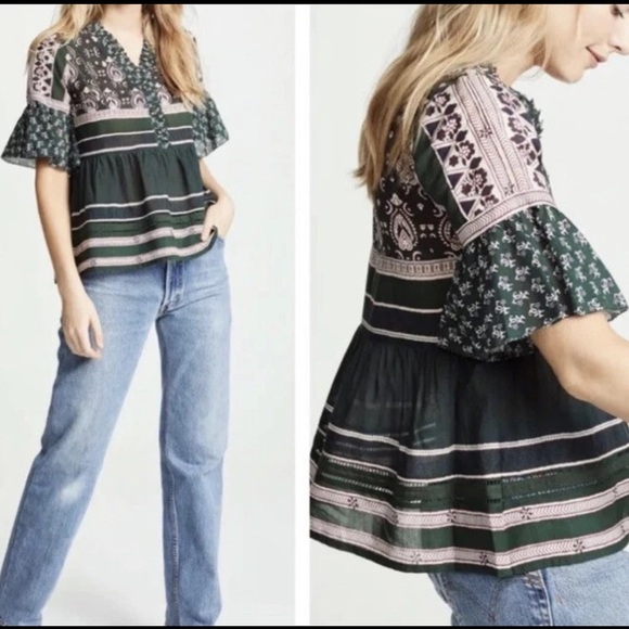 SEA NEW YORK MIA BLOUSE GREEN 4 - Picture 1 of 6